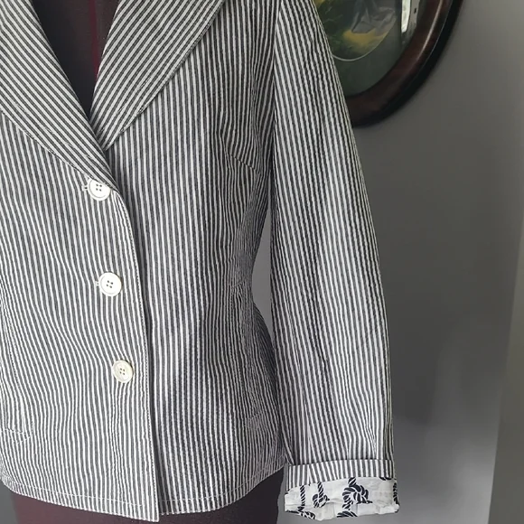 Talbots Black and White Striped Blazer - Picture 3 of 5
